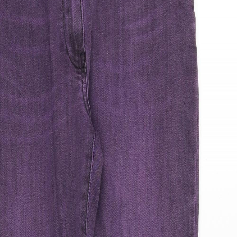 Marks and Spencer Womens Purple Cotton Straight Jeans Size 10 Regular Zip