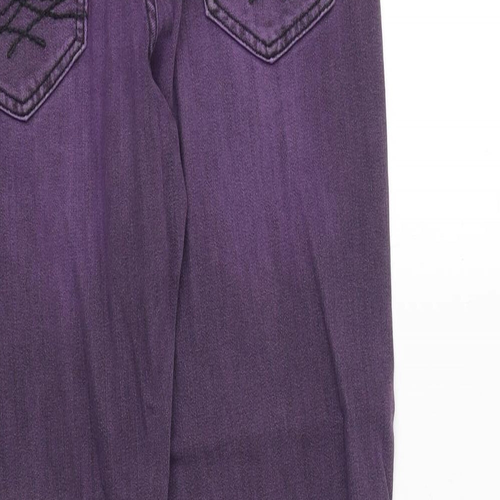 Marks and Spencer Womens Purple Cotton Straight Jeans Size 10 Regular Zip
