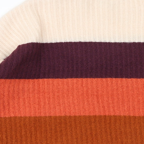 Debenhams Womens Multicoloured Round Neck Striped Acrylic Pullover Jumper Size 12