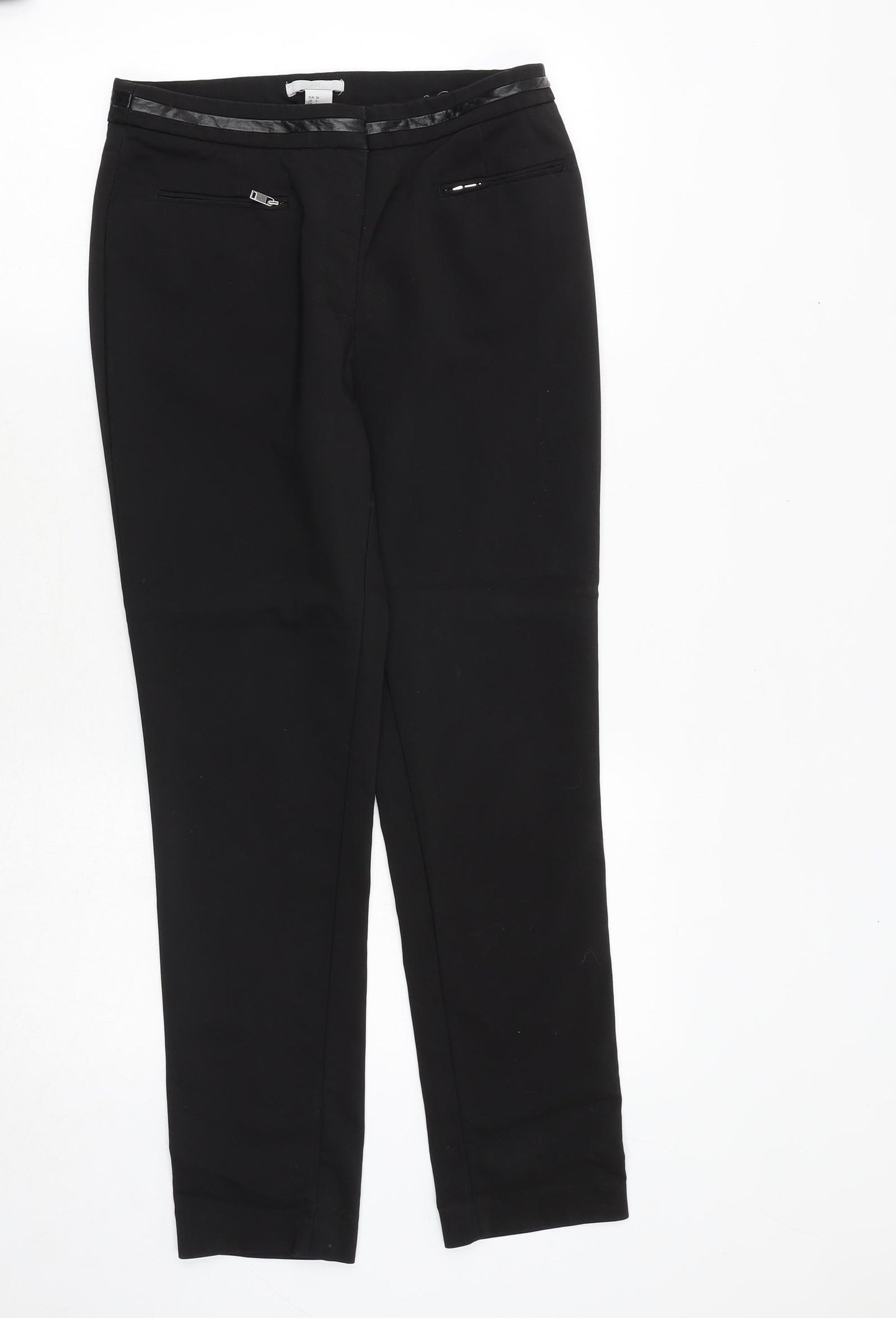 H&M Womens Black Cotton Dress Pants Trousers Size 8 Regular Zip