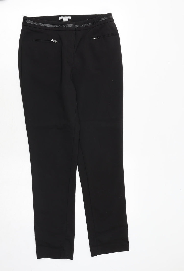 H&M Womens Black Cotton Dress Pants Trousers Size 8 Regular Zip