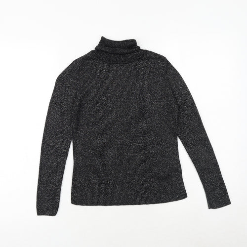 Marks and Spencer Girls Black Roll Neck Viscose Pullover Jumper Size 10-11 Years Pullover