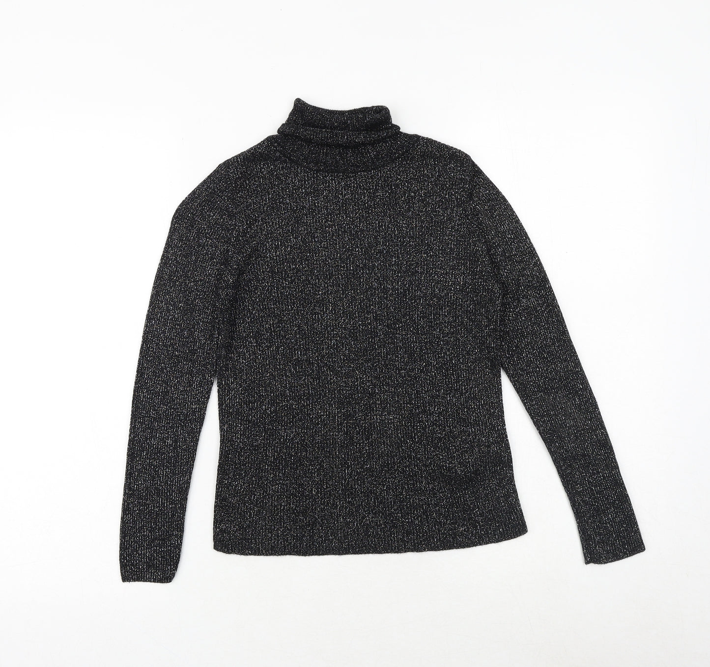 Marks and Spencer Girls Black Roll Neck Viscose Pullover Jumper Size 10-11 Years Pullover
