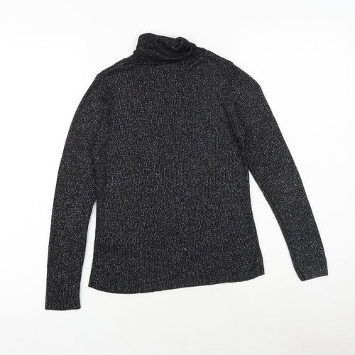 Marks and Spencer Girls Black Roll Neck Viscose Pullover Jumper Size 10-11 Years Pullover