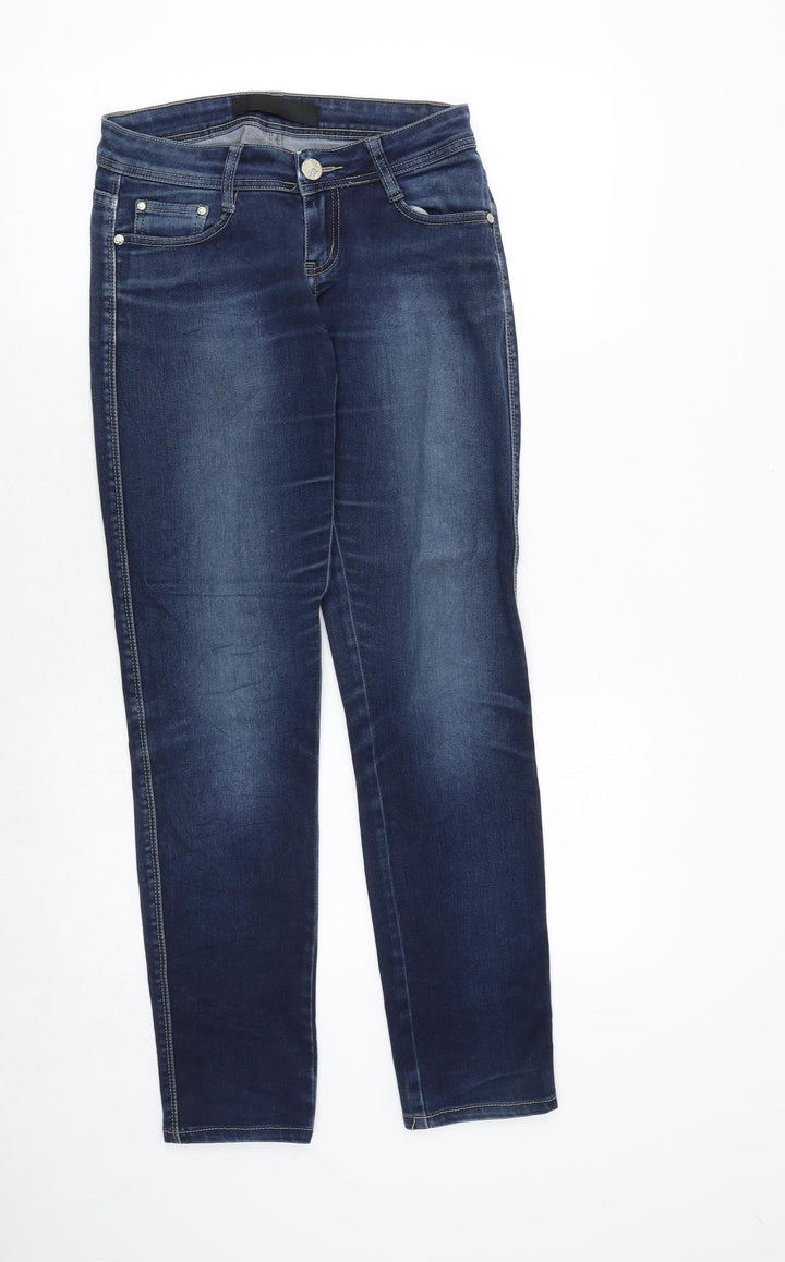 CY Jeans Womens Blue Cotton Straight Jeans Size S Regular Zip