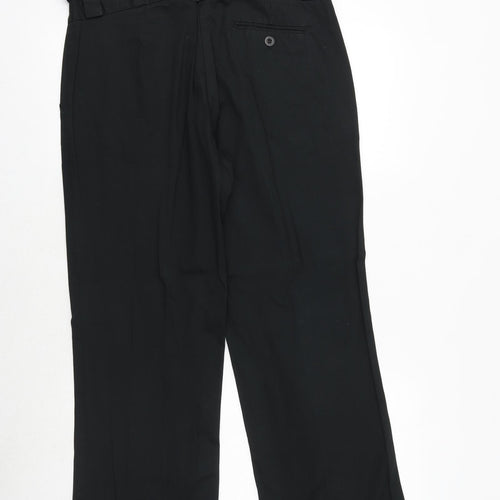 Solar Womens Black Cotton Dress Pants Trousers Size 14 Regular Zip