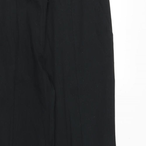 Solar Womens Black Cotton Dress Pants Trousers Size 14 Regular Zip
