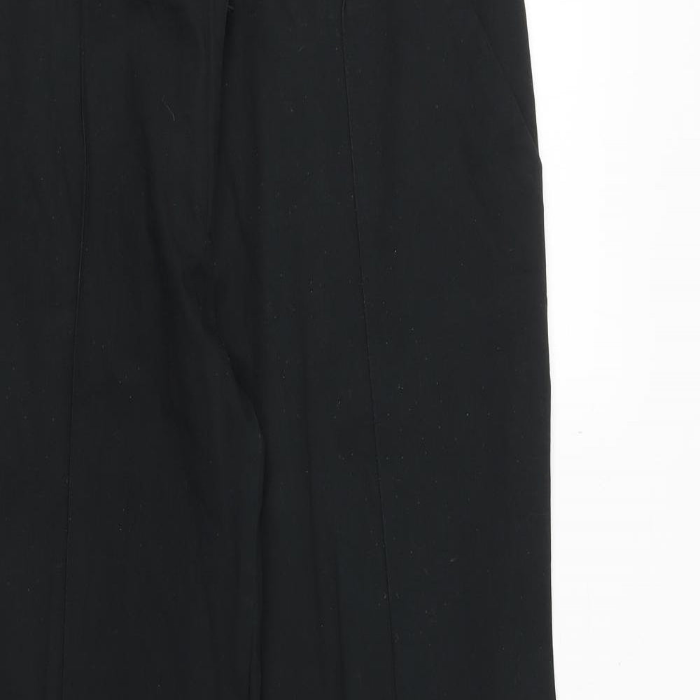 Solar Womens Black Cotton Dress Pants Trousers Size 14 Regular Zip