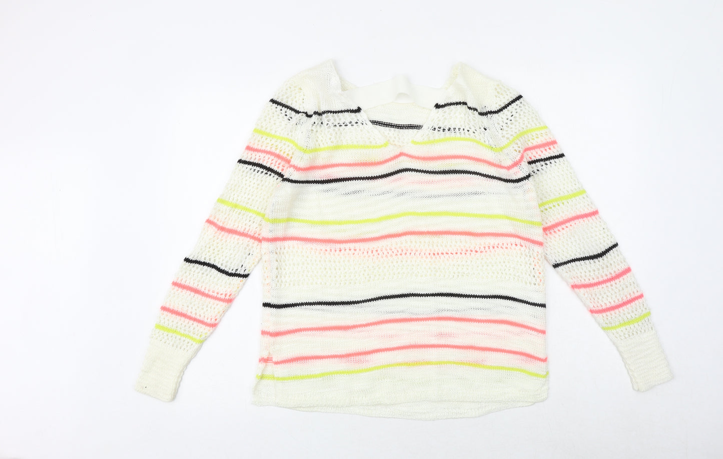 NEXT Womens Multicoloured Round Neck Striped Acrylic Pullover Jumper Size S