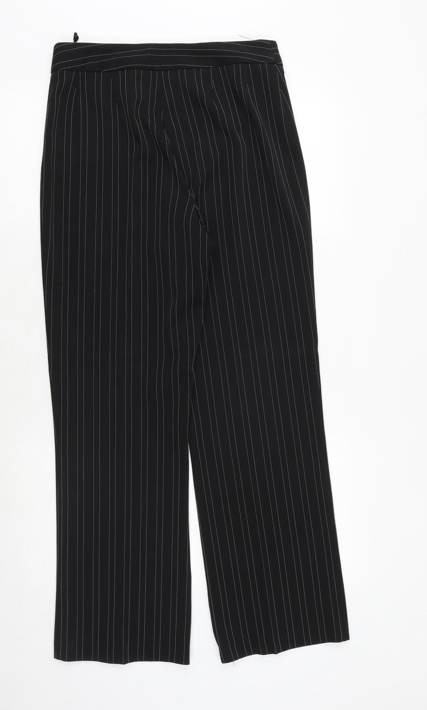 Style collection Womens Black Striped Polyester Trousers Size 12 Regular Zip