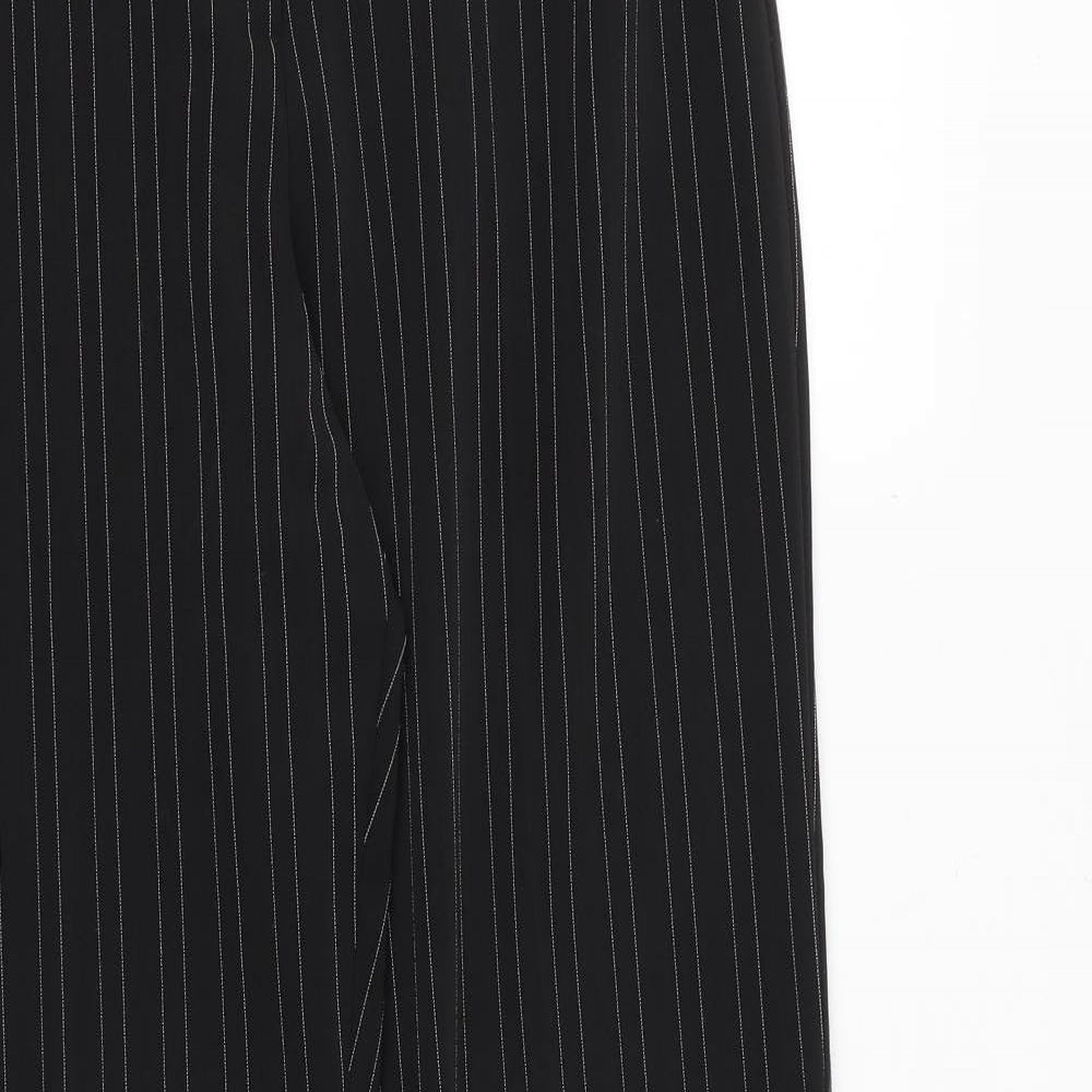 Style collection Womens Black Striped Polyester Trousers Size 12 Regular Zip