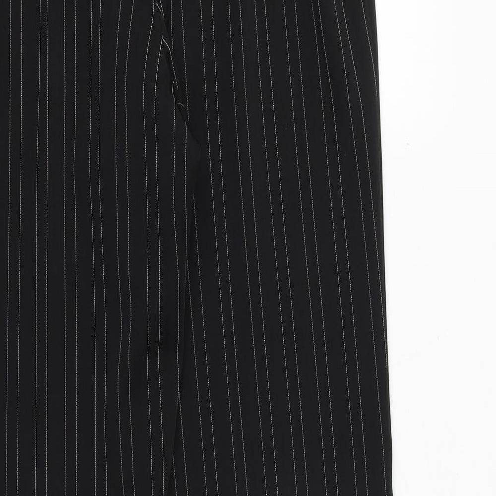 Style collection Womens Black Striped Polyester Trousers Size 12 Regular Zip