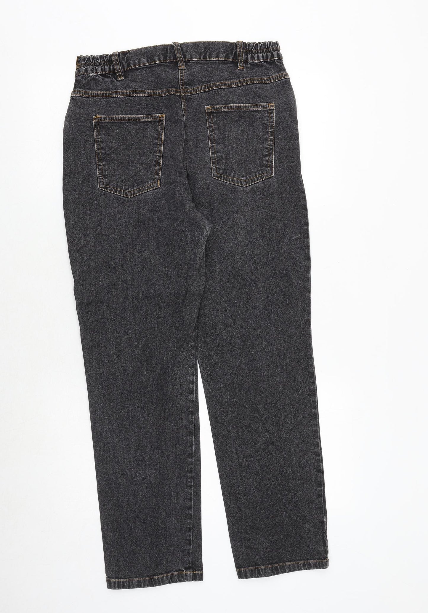 Being casual Womens Black Cotton Straight Jeans Size 12 Regular Zip
