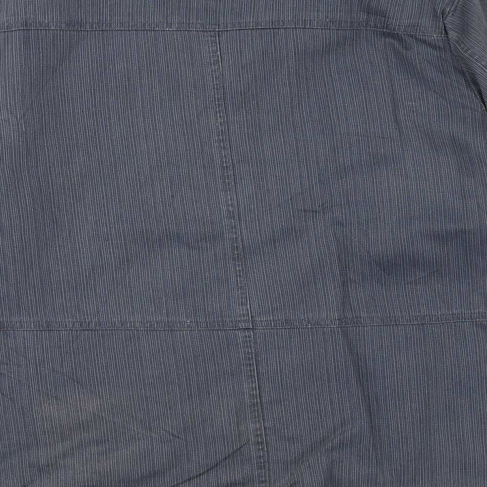 EWM Womens Blue Striped Jacket Blazer Size 12 Zip