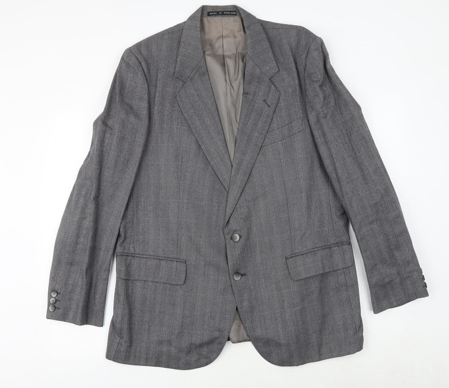 Leonard Mens Grey Check Polyester Jacket Suit Jacket Size 38 Regular