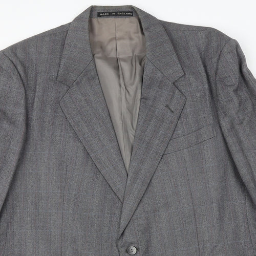 Leonard Mens Grey Check Polyester Jacket Suit Jacket Size 38 Regular