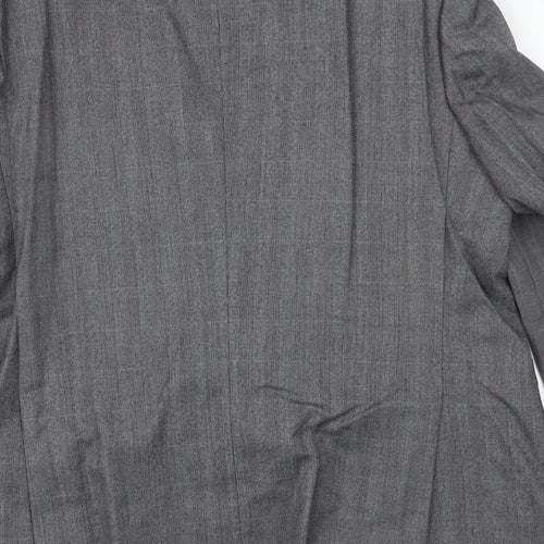 Leonard Mens Grey Check Polyester Jacket Suit Jacket Size 38 Regular