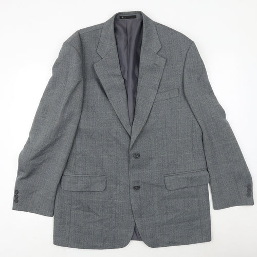 BHS Mens Blue Herringbone Polyester Jacket Suit Jacket Size 42 Regular