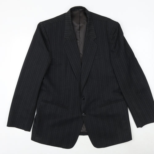 Gopoint Mens Black Striped Polyester Jacket Suit Jacket Size XL Regular