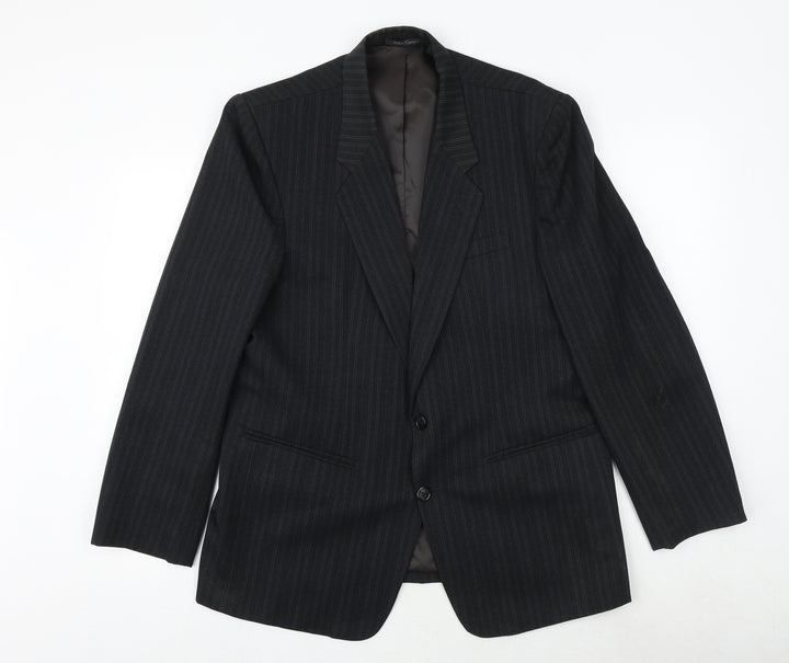 Gopoint Mens Black Striped Polyester Jacket Suit Jacket Size XL Regular
