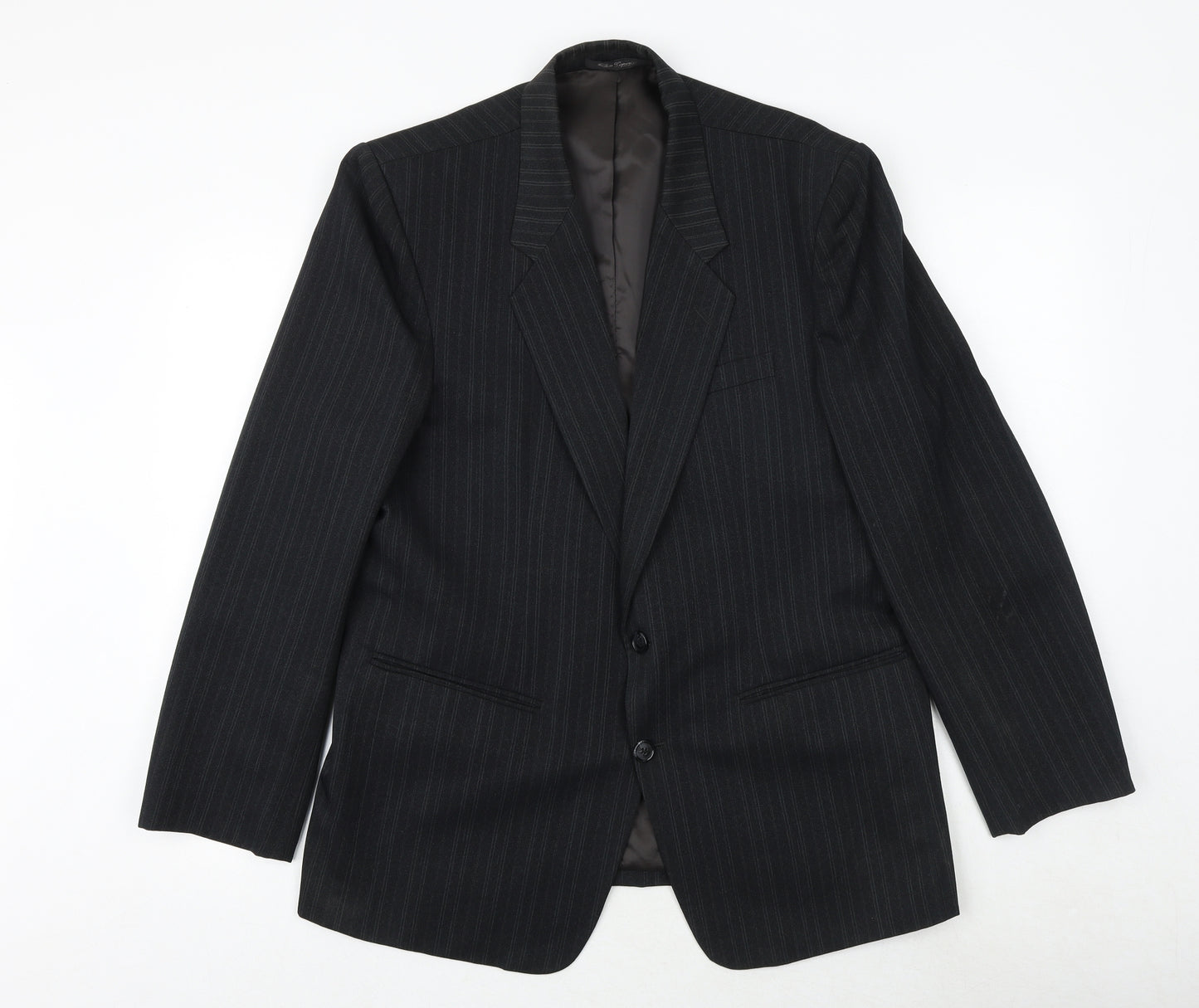 Gopoint Mens Black Striped Polyester Jacket Suit Jacket Size XL Regular