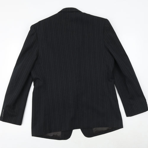 Gopoint Mens Black Striped Polyester Jacket Suit Jacket Size XL Regular