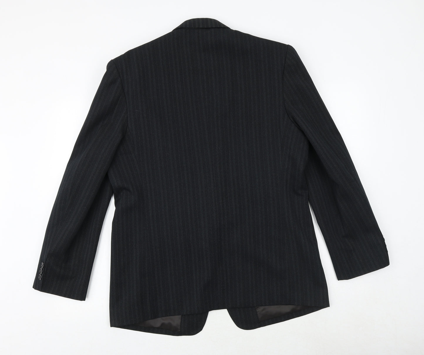 Gopoint Mens Black Striped Polyester Jacket Suit Jacket Size XL Regular
