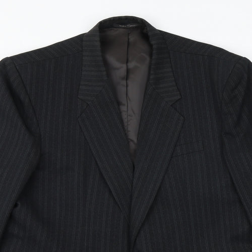 Gopoint Mens Black Striped Polyester Jacket Suit Jacket Size XL Regular