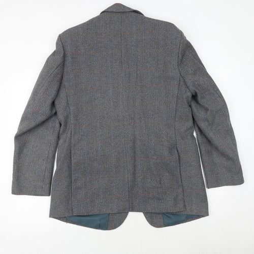 Greenwoods Mens Grey Check Wool Jacket Suit Jacket Size 40 Regular