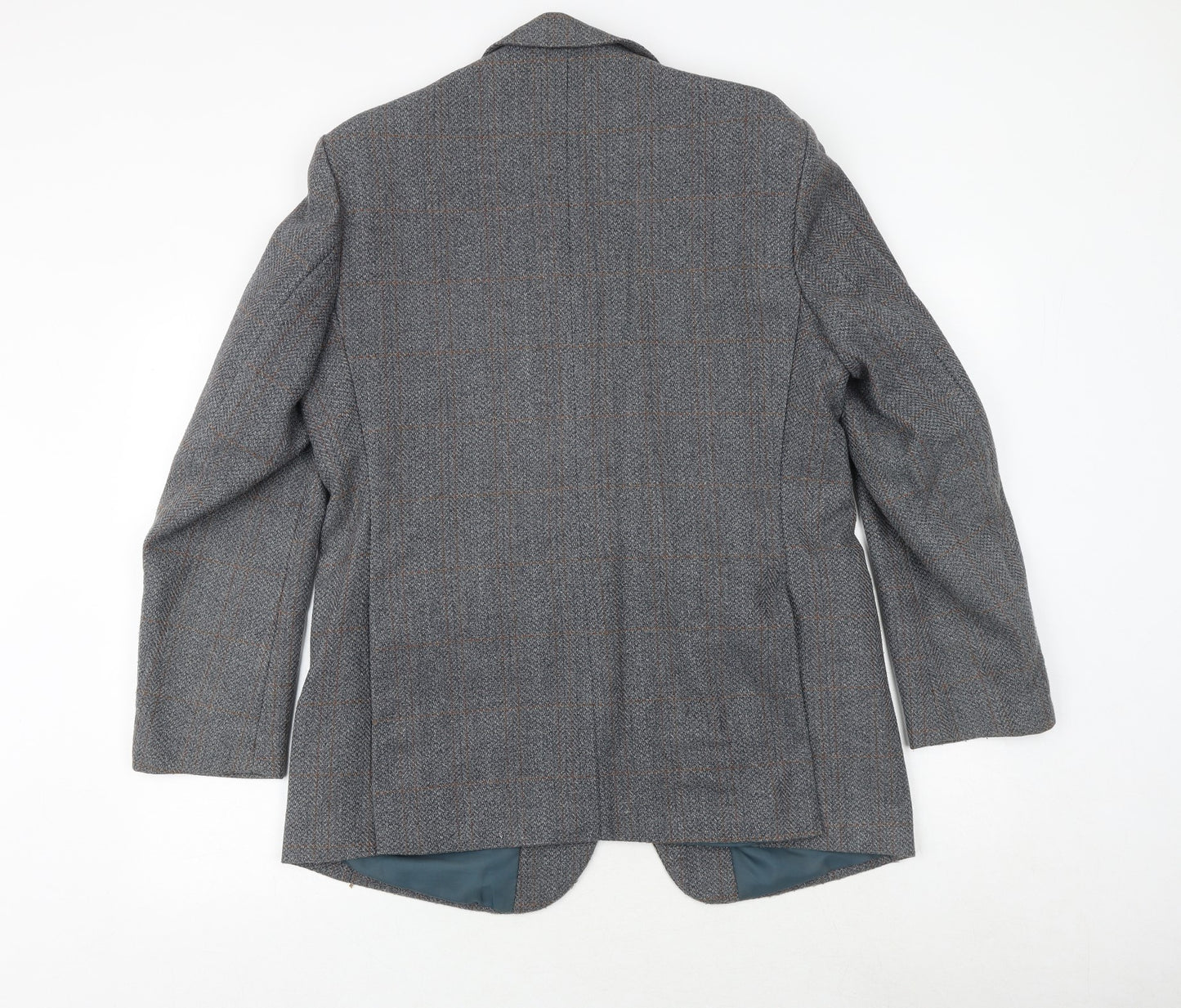Greenwoods Mens Grey Check Wool Jacket Suit Jacket Size 40 Regular