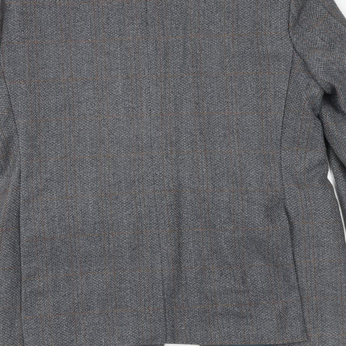 Greenwoods Mens Grey Check Wool Jacket Suit Jacket Size 40 Regular