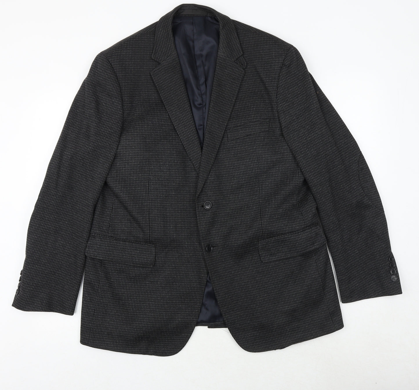 Marks and Spencer Mens Grey Geometric Polyester Jacket Suit Jacket Size 42 Regular