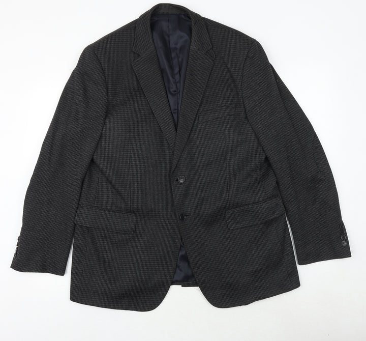 Marks and Spencer Mens Grey Geometric Polyester Jacket Suit Jacket Size 42 Regular