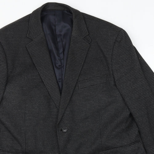 Marks and Spencer Mens Grey Geometric Polyester Jacket Suit Jacket Size 42 Regular