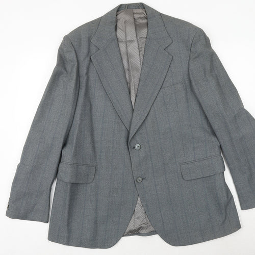 John Collier Mens Grey Striped Polyester Jacket Suit Jacket Size 42 Regular