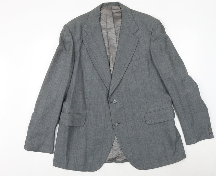 John Collier Mens Grey Striped Polyester Jacket Suit Jacket Size 42 Regular