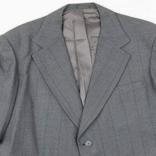John Collier Mens Grey Striped Polyester Jacket Suit Jacket Size 42 Regular