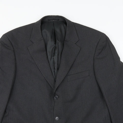 Woolworths Mens Grey Striped Polyester Jacket Suit Jacket Size 42 Regular