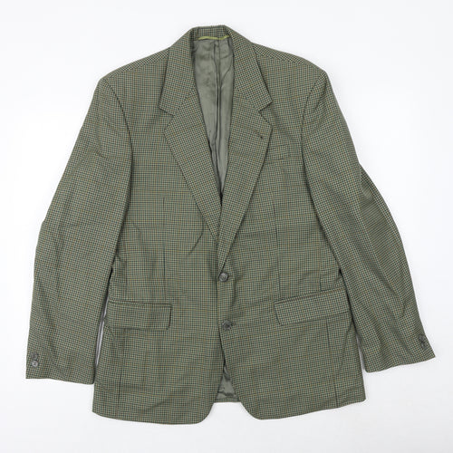 Skopes Mens Green Check Polyester Jacket Suit Jacket Size 38 Regular
