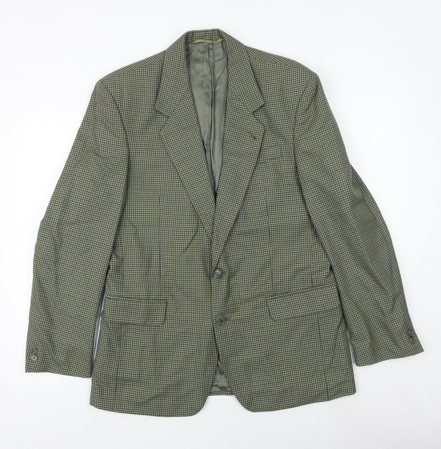 Skopes Mens Green Check Polyester Jacket Suit Jacket Size 38 Regular