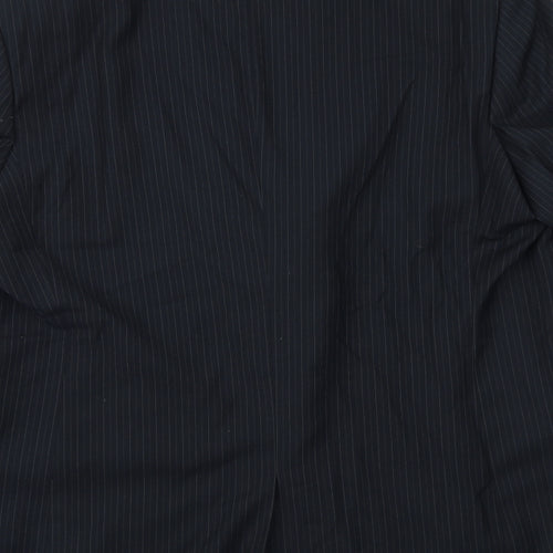 Burton Mens Blue Striped Polyester Jacket Suit Jacket Size 46 Regular