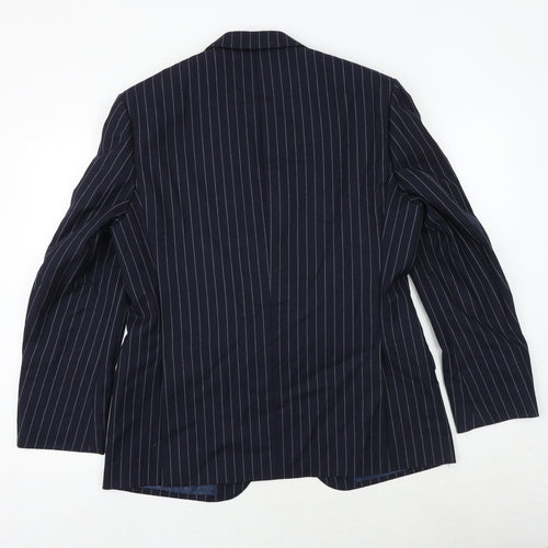 Marks and Spencer Mens Blue Striped Wool Jacket Suit Jacket Size 40 Regular - 5 button sleeve