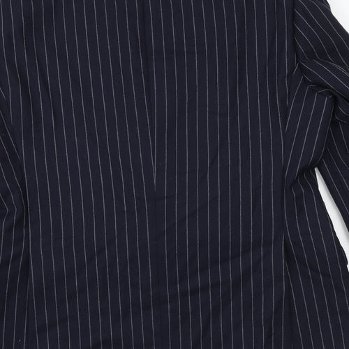Marks and Spencer Mens Blue Striped Wool Jacket Suit Jacket Size 40 Regular - 5 button sleeve