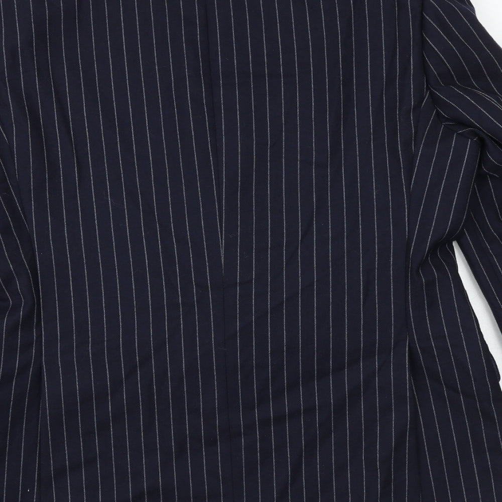 Marks and Spencer Mens Blue Striped Wool Jacket Suit Jacket Size 40 Regular - 5 button sleeve