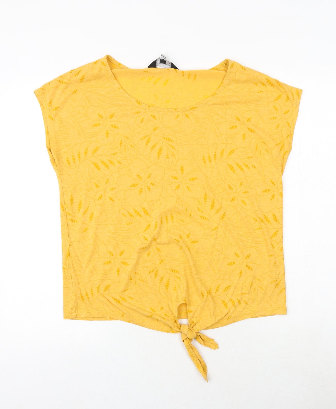 Dorothy Perkins Womens Orange Viscose Basic T-Shirt Size 10 Round Neck - Knot Front