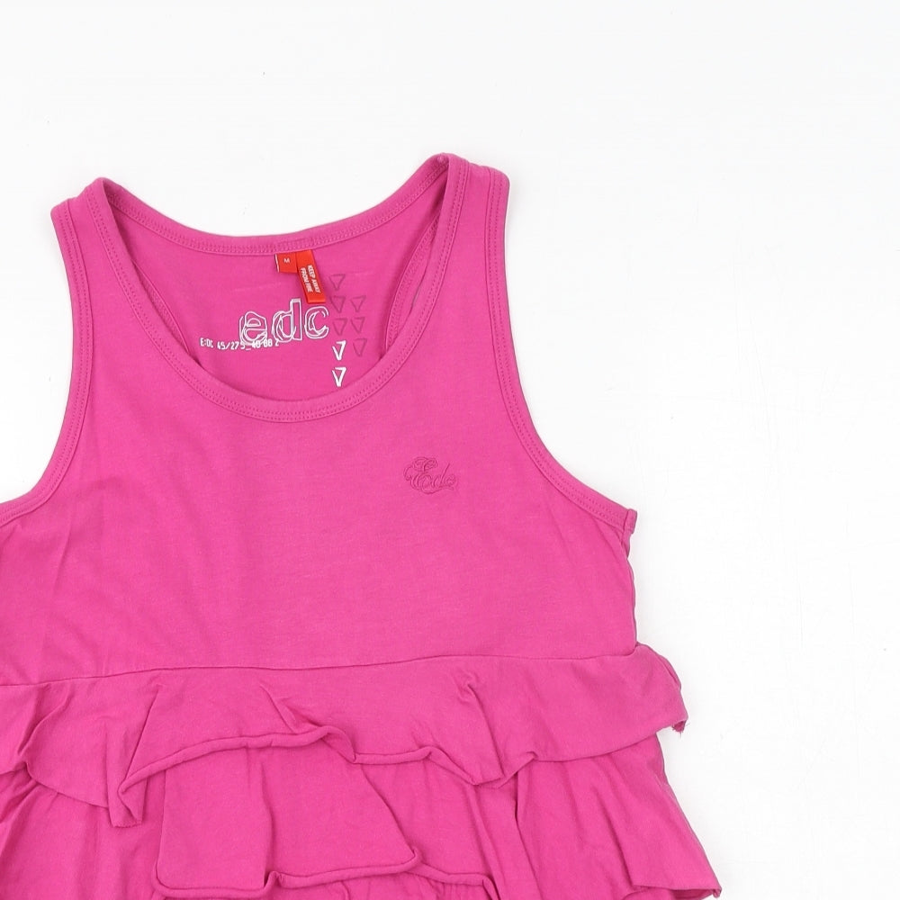 EDC Womens Pink 100% Cotton Basic Tank Size M Round Neck