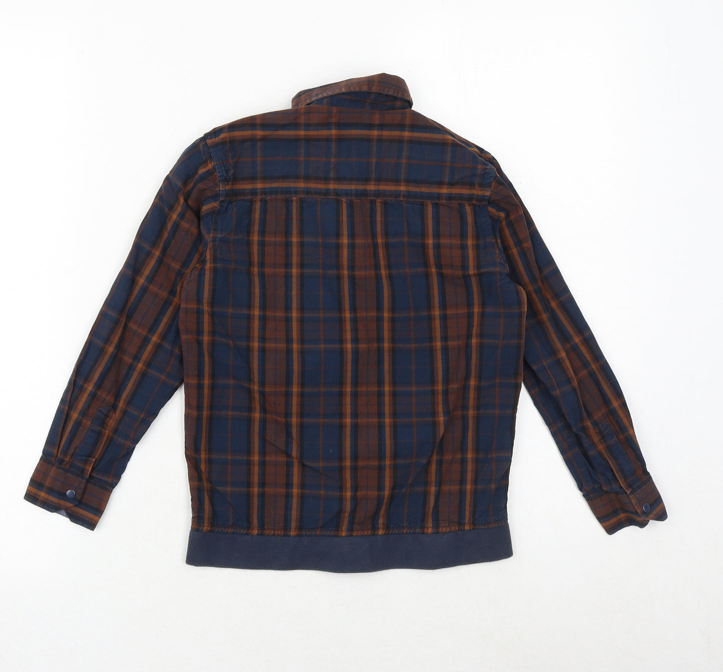 NEXT Boys Brown Geometric 100% Cotton Basic Button-Up Size 7 Years Collared Snap