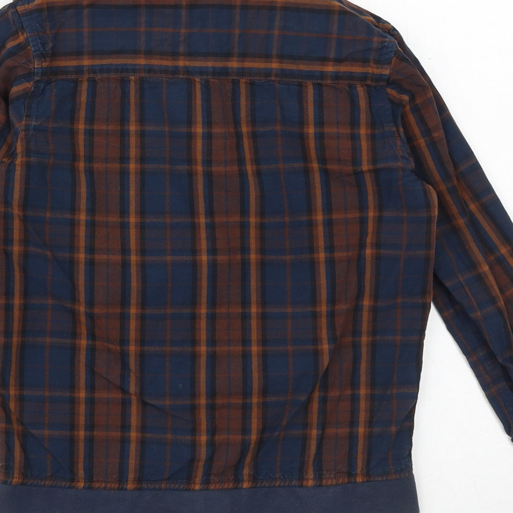 NEXT Boys Brown Geometric 100% Cotton Basic Button-Up Size 7 Years Collared Snap