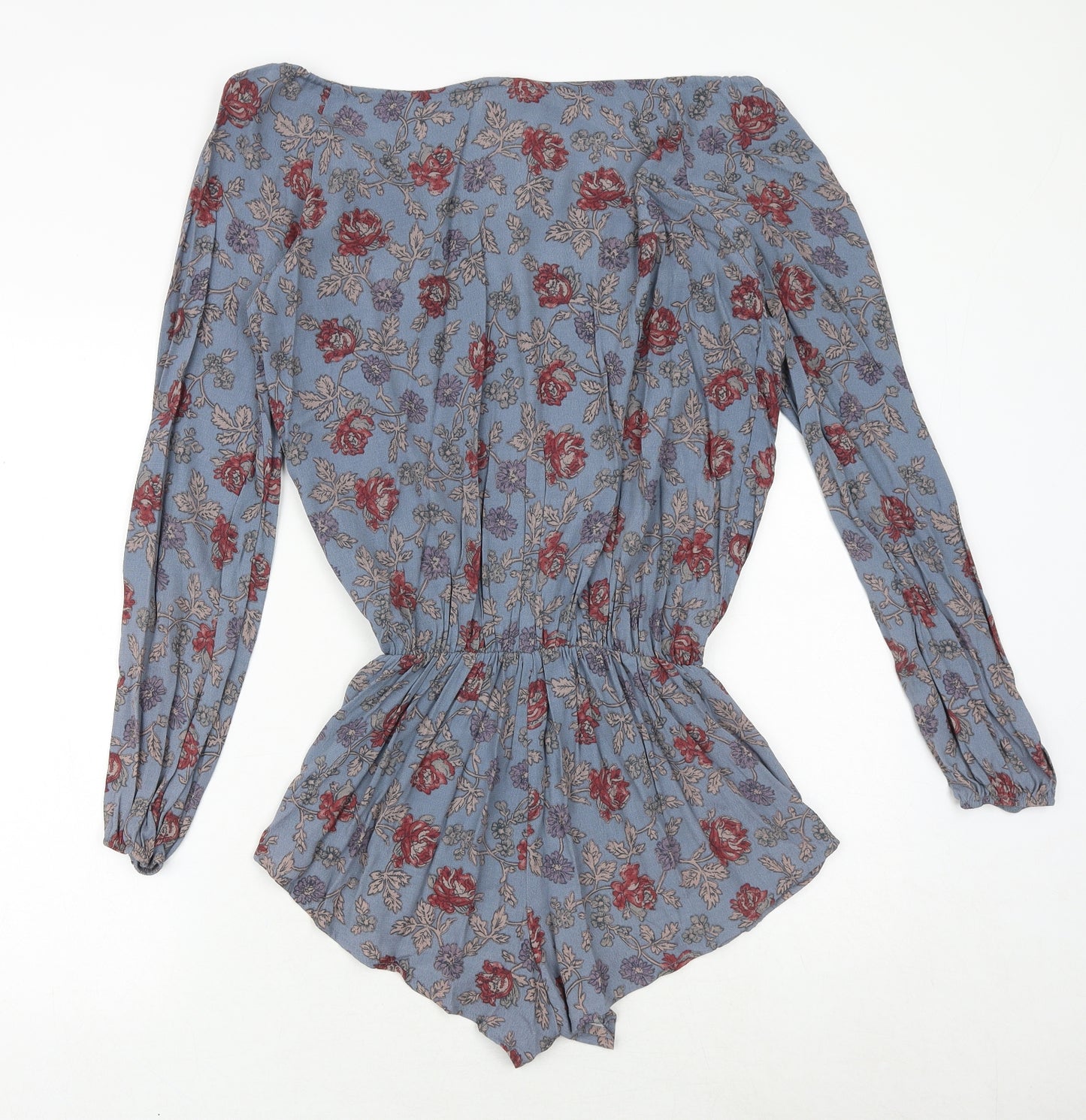 Honey Punch Womens Blue Floral Viscose Playsuit One-Piece Size S Pullover
