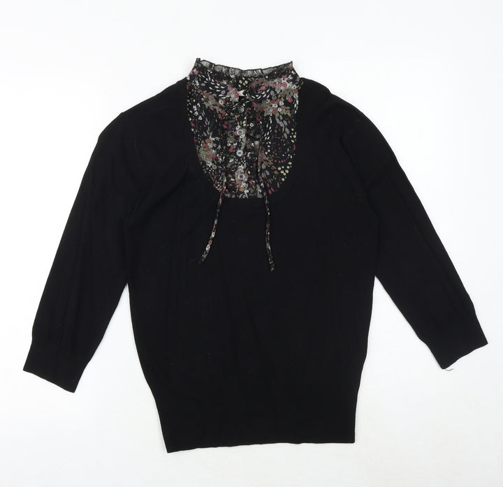 Divine Womens Black Mock Neck Viscose Pullover Jumper Size 14